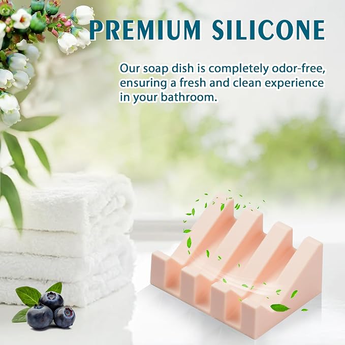Silicone Soap Dish with Drain, Upgrade Double Suction Cups at The Bottom - Image 4