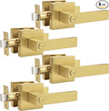 Probrico Heavy Duty Flat Gold Door Handles Square Privacy Interior Door Levers by Probrico