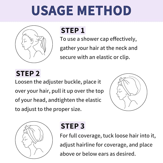 3 PCS Shower Caps for Women, Upgrade Comfortable & Extra Large & Double Layers - Image 7