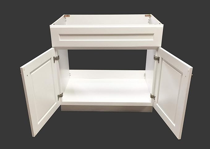 New White Shaker Single-sink Bathroom Vanity Base Cabinet 24" Wide x 21" Deep - Image 7