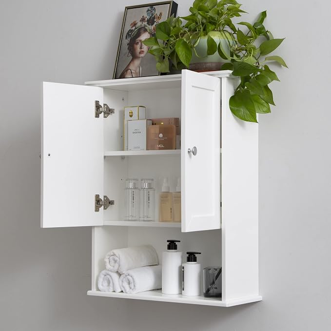 White Bathroom Wall Cabinet Over The Toilet Storage Cabinet, 24x30 Inch Wood - Image 8