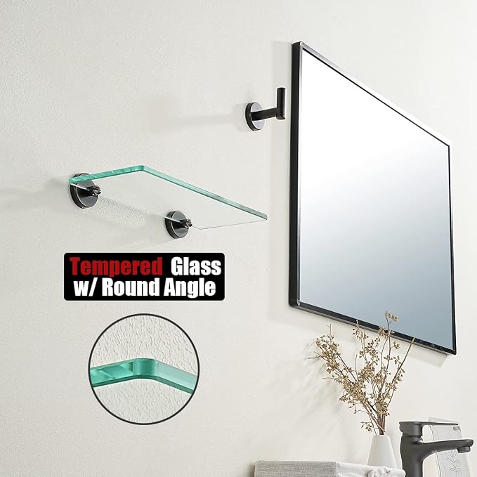 JQK Bathroom Glass Shelf Oil Rubbed Bronze, Tempered Glass Shower Storage 12 by - Image 6