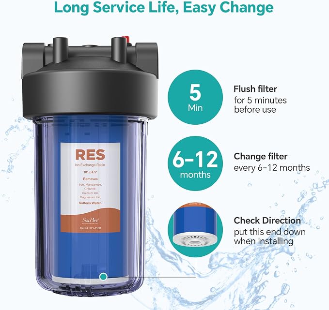 SimPure Whole House Water Filter Cartridges 10" x 4.5" Cation Exchange Resin - Image 5