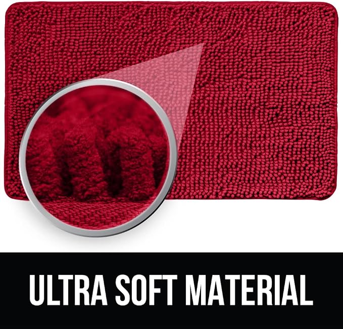 KANGAROO Bathroom Rugs, Chenille Soft Absorbent Bath Rug, Shaggy Shower Mat - Image 4