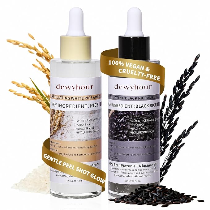 dewyhour Exfoliating Black & White Rice Ampoule Duo Set by dewyhour