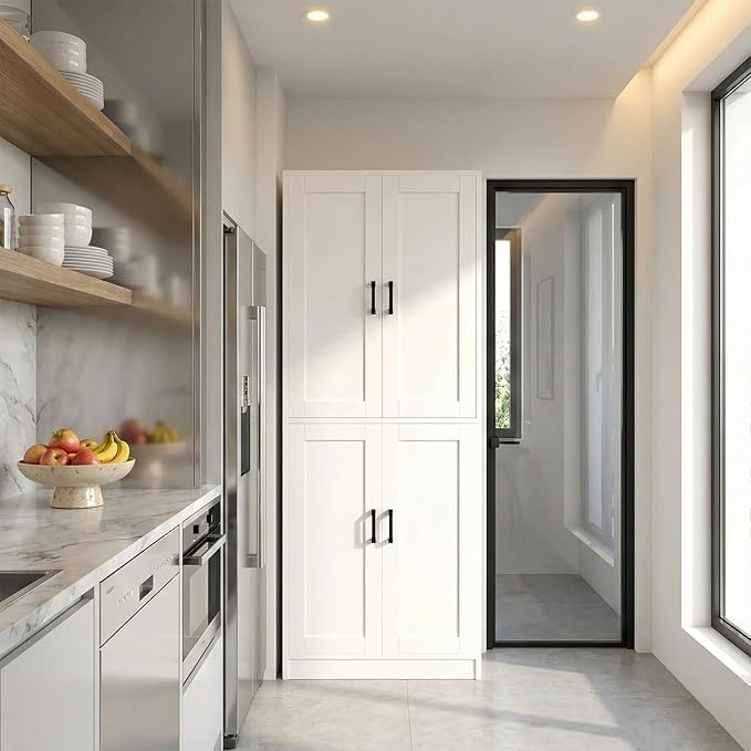 71" Tall Kitchen Pantry Cabinet, Freestanding Food Storage Organizer - Image 5
