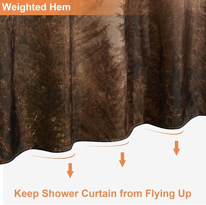 ORTIGIA Brown Misty Forest Shower Curtain - Image 6
