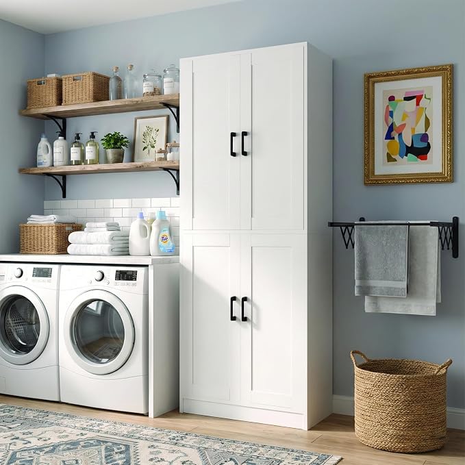 71" Tall Kitchen Pantry Cabinet, Freestanding Food Storage Organizer - Image 4