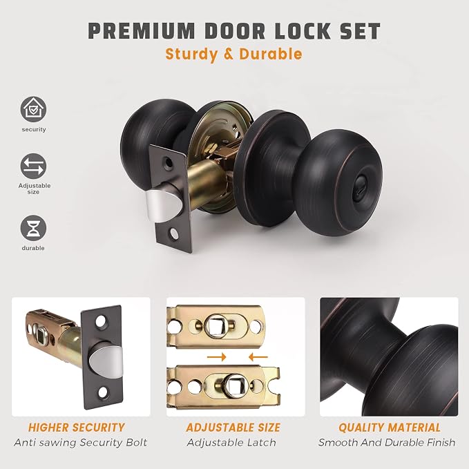 KNOBWELL 4 Pack Oil Rubbed Bronze Door Knobs - Image 4