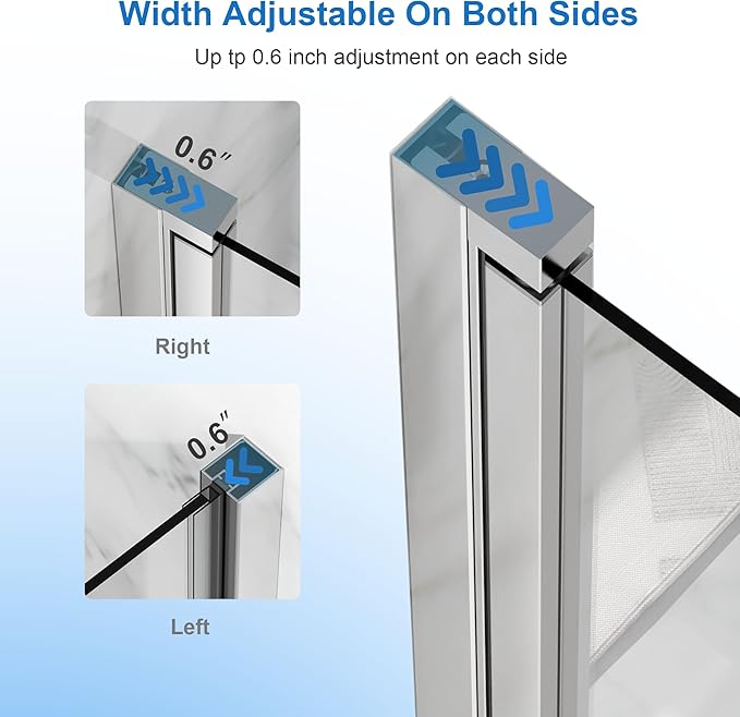 32 in.W x 72 in.H Bifold Frameless Glass Shower Door 1/4” Tempered Clear Glass - Image 7