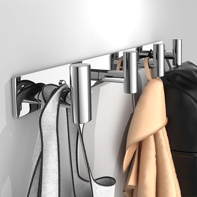 Wall Mounted Coat Rack-4 Hooks, Heavy Duty Stainless Steel Wall Hooks by VINHOLD