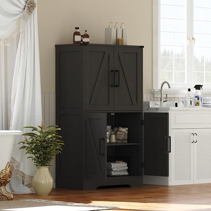Treocho Bathroom Floor Cabinet, Farmhouse Bathroom Storage Cabinet - Image 8