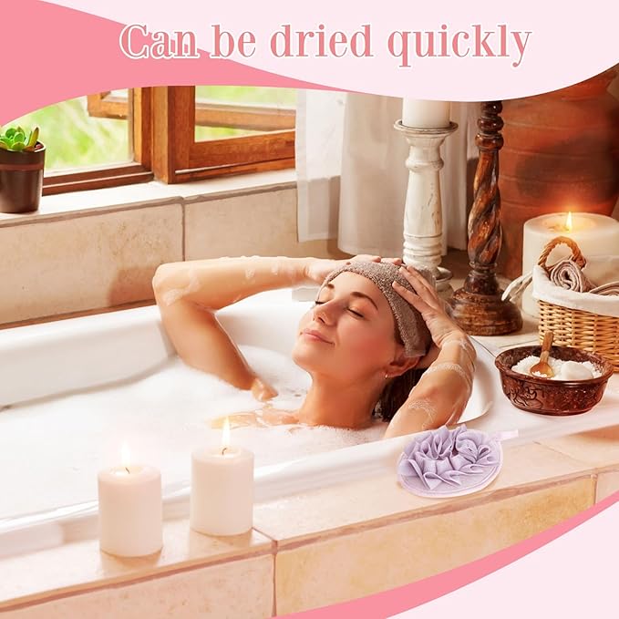 Boao 3 Pcs Bath Shower Pouf Sponge Mesh Pouf Shower Ball Exfoliating Body - Image 3