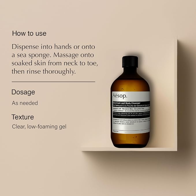 Aesop Geranium Leaf Body Cleanser Refill | Invigorating Gentle Cleansing Gel | - Image 2