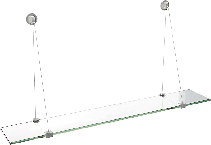 Spancraft Glass CR-6x30-Brushed Steel Crane Glass Shelf, Brushed Steel by Spancraft