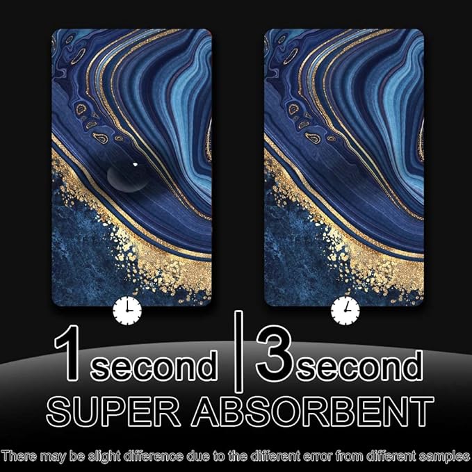 Bath Mat Rug, Dark Blue Gold marbleNon Slip Quick Dry Super Absorbent Thin - Image 6