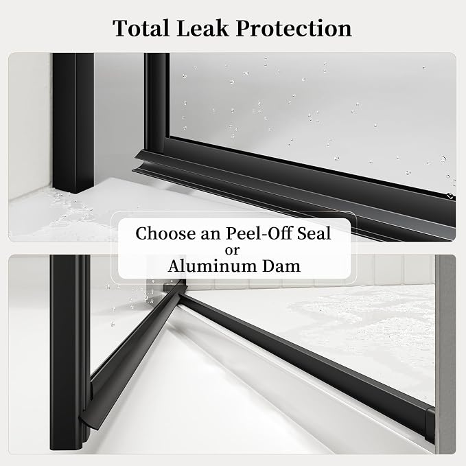 33.6-33.8" x 72" Frameless Hinged Shower Door, Single Swing Shower Panel - Image 6