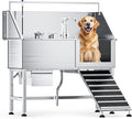 Professional 56" Dog Washing Station, 304 Stainless Steel Dog Bathing Station by DYTREND