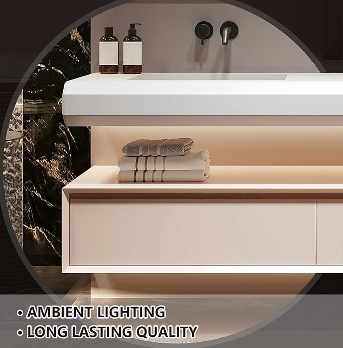 Double Bathroom Vanity with Sink, 100Inch Floating Bathroom Vanities Set - Image 7