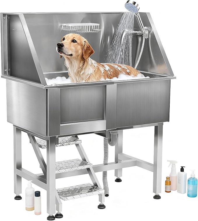 38-Inch Professional Stainless Steel Dog Grooming Tub - Image 8