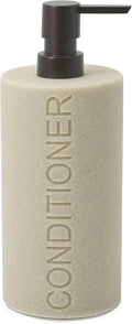 Resin Tan Sandstone Conditioner Engraved Bottle Refillable Pump Dispenser by IndecorHome