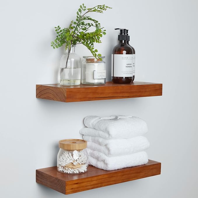 Homeforia 16 inch Oak Floating Shelf, High End Solid Real Wood 16inch Small by Homeforia