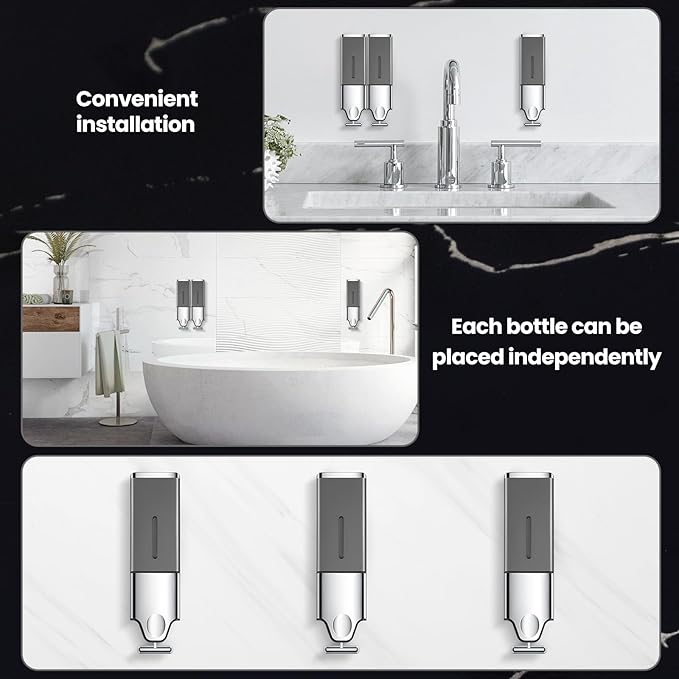 3-in-1 Quadrate Dispensers for The Shower, Shower soap Dispenser, Conditioner - Image 4