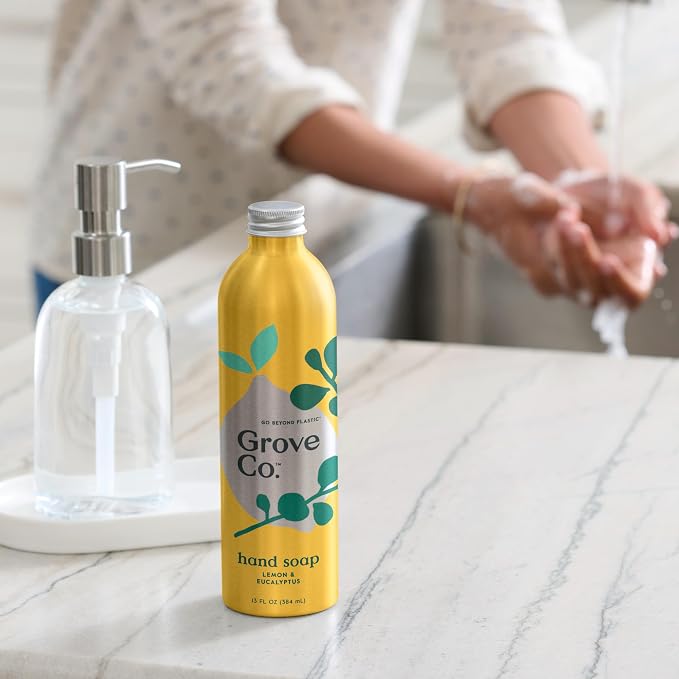 Grove Co. Hydrating Gel Hand Soap Refills + 1 x Reusable Glass Soap Dispenser - Image 4