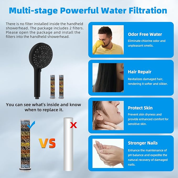 Hibbent All Metal 10'' Dual Filtered Rainfall Shower Head Combo, High Pressure - Image 5