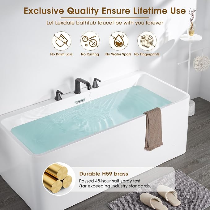 Roman Bathtub Faucet, High Flow Oil Rubbed Bronze Bath Tub Faucet 3 Hole - Image 2