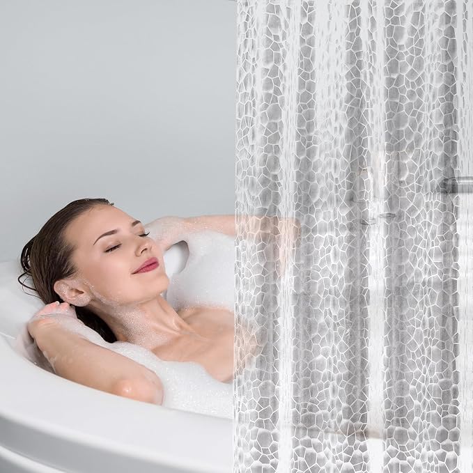 UFRIDAY Clear Shower Stall Curtain Liner 36 x 72 inches, 3D Water Cube Small - Image 7
