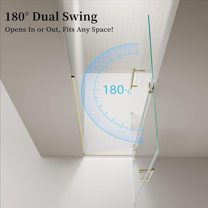 Frameless Hinged Shower Door, Single Swing Shower Panel - Image 2