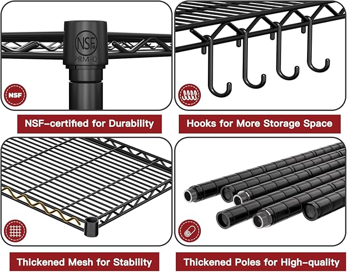 PrimeZone 4 Packs 36" W x 16" D x 79" H Wire Storage Shelves - Image 4