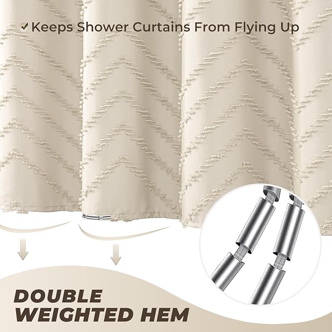 96inch Extra Long Beige Shower Curtain Modern Farmhouse Shower Curtain Bohemian - Image 4