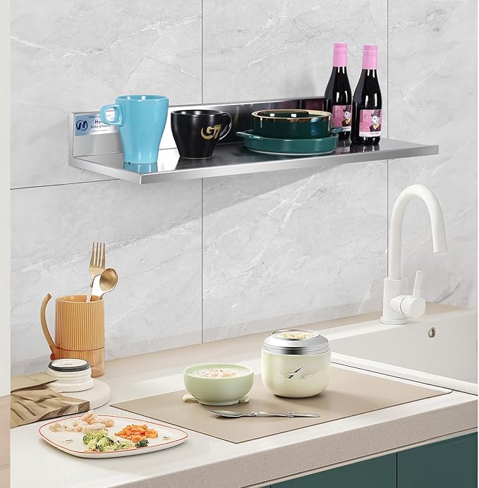 Hally Stainless Steel Wall Shelf 8.6 x 30 Inches 58 lb, NSF Commercial Heavy - Image 6