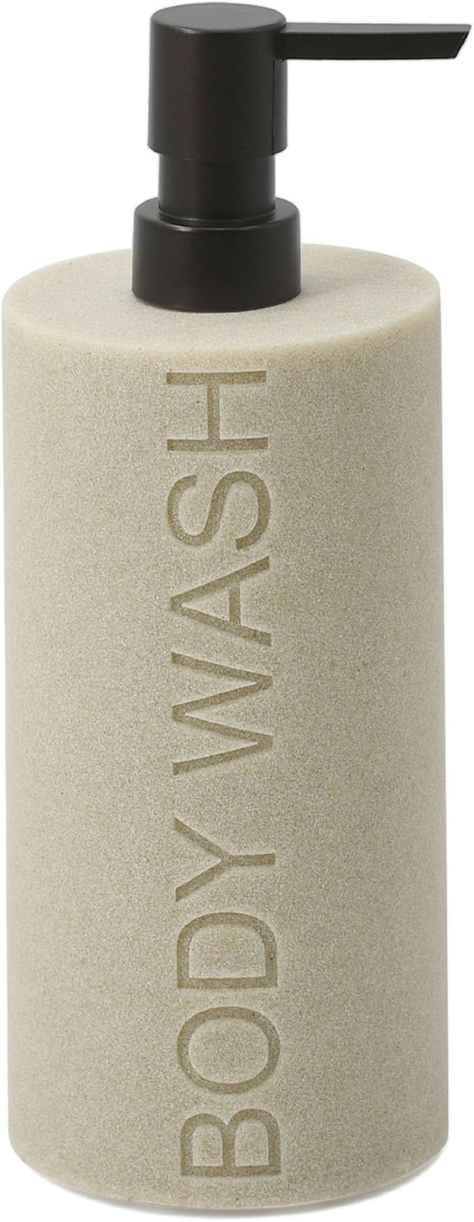 Resin Tan Sandstone Body Wash Engraved Bottle Refillable Pump Dispenser by IndecorHome