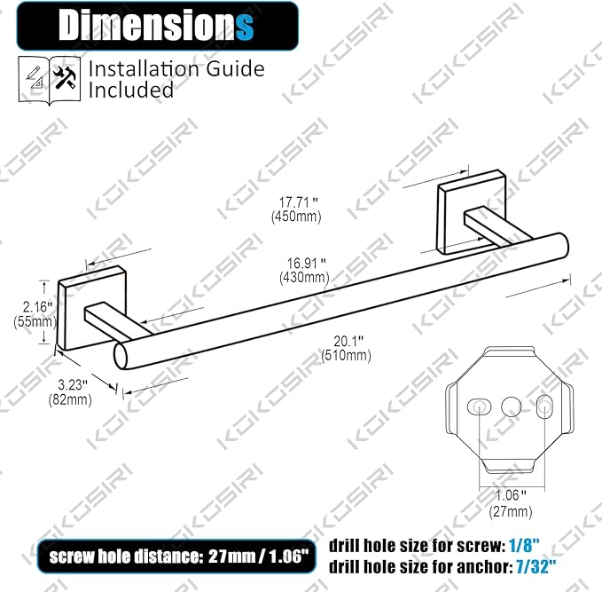 KOKOSIRI Towel Bar Bathroom Towel Holder - Image 2