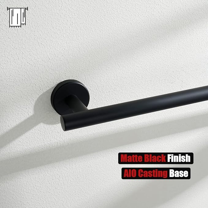 JQK Bath Towel Bar Black, 39 Inch 304 Stainless Steel Thicken 1mm Single Towel - Image 7