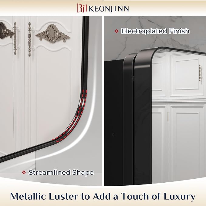 Keonjinn 48 x 32 Inch Large Black Medicine Cabinets, Recessed Bathroom Medicine - Image 5