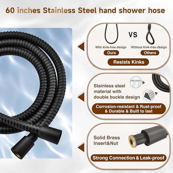 BRIGHT SHOWERS High Pressure Dual Shower Head Combo - Image 6
