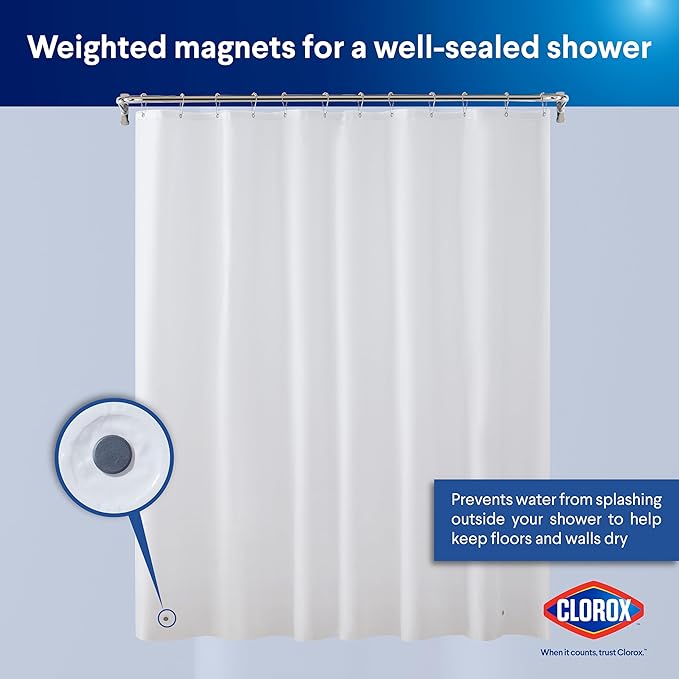 CLOROX Shower Curtain Liner, Premium Lightweight Flexible Waterproof 3g PEVA - Image 8