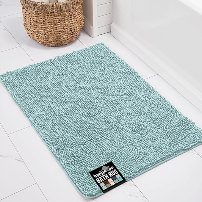 KANGAROO Bathroom Rugs, Chenille Soft Absorbent Bath Rug, Shaggy Shower Mat by Kangaroo