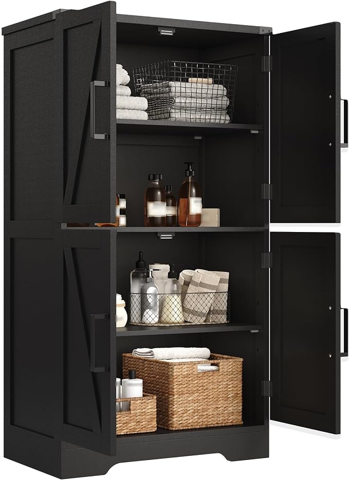 Treocho Bathroom Floor Cabinet, Farmhouse Bathroom Storage Cabinet - Image 9