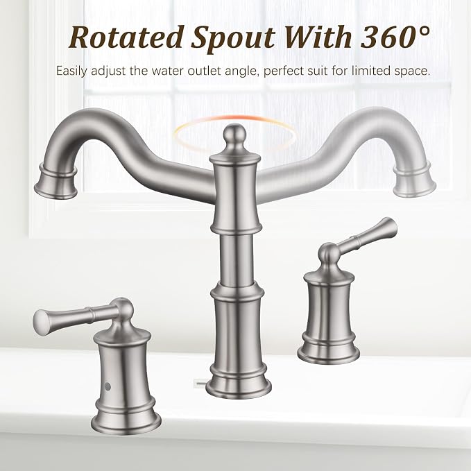 Roman Tub Faucet Classic Widespread Deck Mount Bathtub Faucet 3 Holes Brass - Image 3