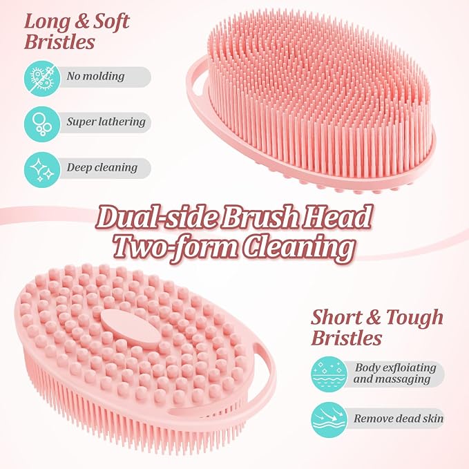 Silicone Back Body Face Scrubbers Set 4PCS, 15.35’’ Back Scrubber Soft Body - Image 4