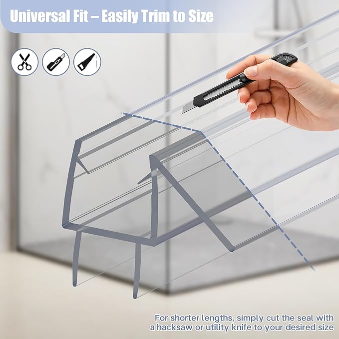 2-Pack Shower Door Bottom Seal, Ultra Clear Glass Shower Door Seal Strip - Image 6