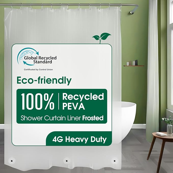 Bowery Home Eco-Friendly Recycled PEVA Shower Curtain Liner – Waterproof - Image 2