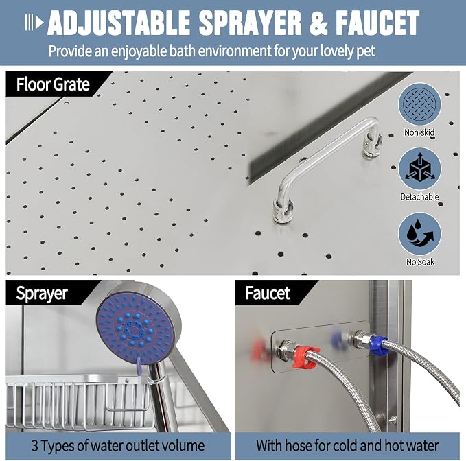 Stainless Steel Dog Cat Pet Grooming Bath Tub - Image 6