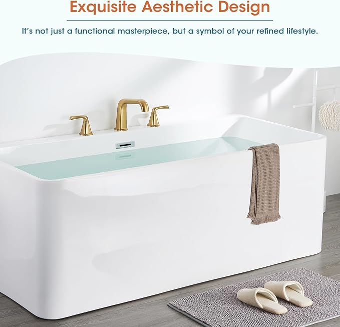 Bathtub Faucet Set 3 Hole, Brushed Gold Roman Bathtub Faucet, High Flow Deck - Image 2