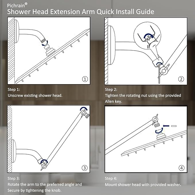 6 Inch Adjustable Shower Head Extension Arm, All-Metal Shower Arm Extender - Image 5